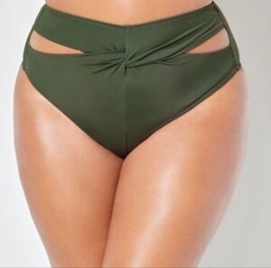 NEW Military Green Swimsuits For All Loop Cut Out High Leg Bikini Brief
